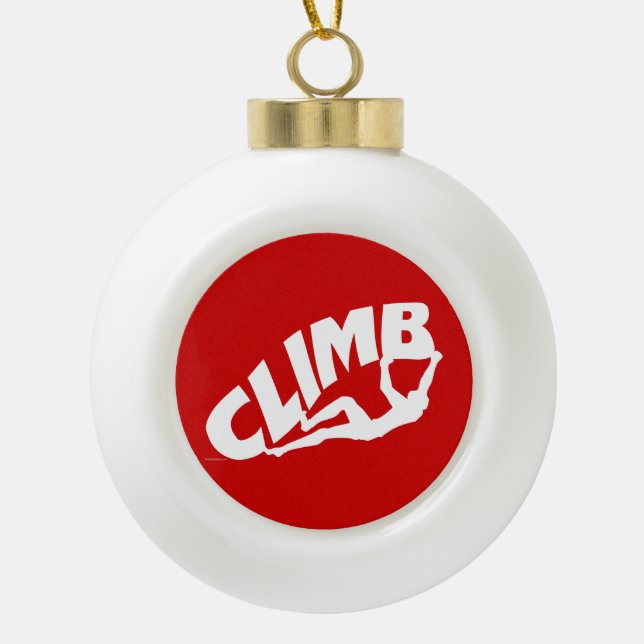 Rock Bouldering Ceramic Ball Christmas Ornament (Front)