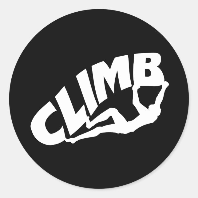 Rock Bouldering Climbing Silhouette Classic Round Sticker (Front)