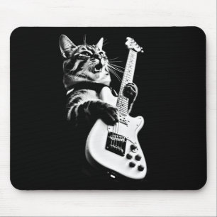 Rock Cat Playing Guitar - Funny Guitar Cat 1 Mouse Mat