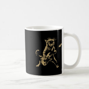 Rock Cat Playing Guitar - Funny Guitar Cat Coffee Mug