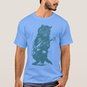 Rock Cat Playing Guitar Funny Guitar Cat family T-Shirt