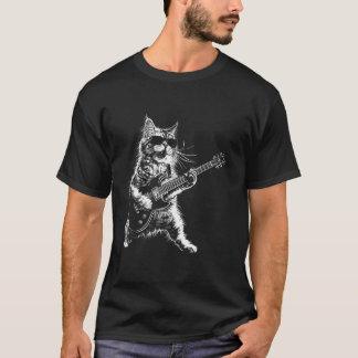 Rock Cat Playing Guitar Funny Guitar Cat Lover T S T-Shirt
