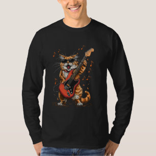 Rock Cat Playing Guitar - Funny Guitar Cat Lover T-Shirt