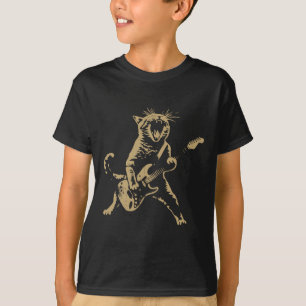 Rock Cat Playing Guitar - Funny Guitar Cat  T-Shirt