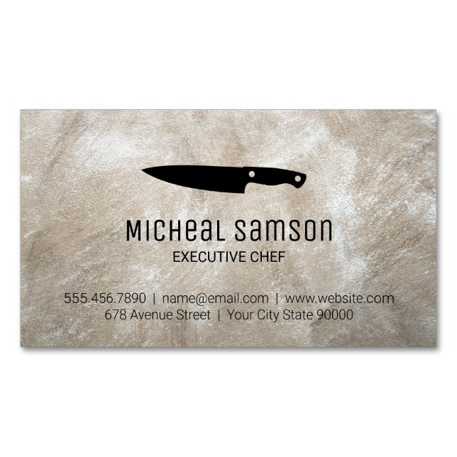 Rock | Chef Knife  | Executive Chef Magnetic Business Card (Front)