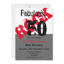 Rock Chick 50 & Fabulous Red Black 50th Birthday