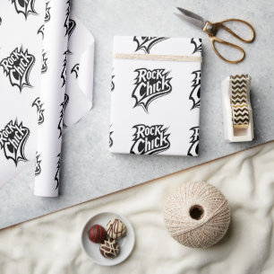 Rock Chick – Bold Black and White Typography Wrapping Paper