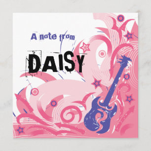 Rock Chick guitar party thank you note card