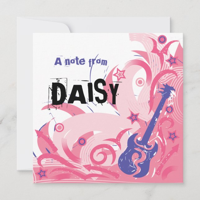 Rock Chick guitar party thank you note card (Front)