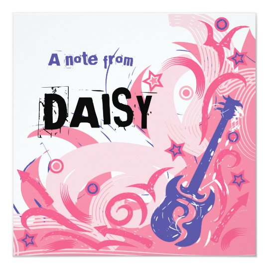 Rock Chick guitar party thank you note card