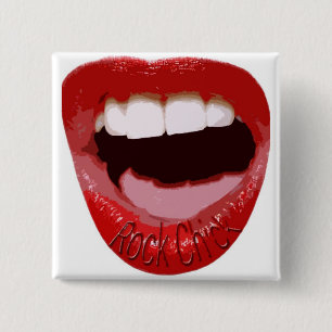 Rock Chick Lips 15 Cm Square Badge