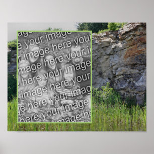 Rock Cliff Cattails Pond Nature Add Your Photo Poster