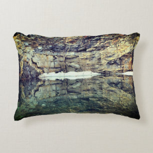 Rock Cliff Reflections In Pond 3  Decorative Cushion
