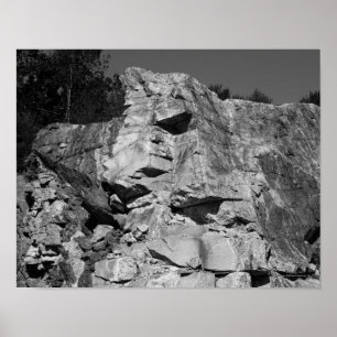 Rock Cliff Wall Nature Black White Print