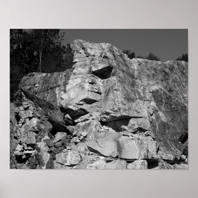 Rock Cliff Wall Nature Black White Print (Front)