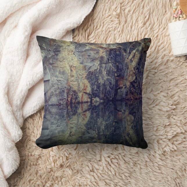 Rock Cliff Wall Reflections In Pond 2   Cushion (Blanket)