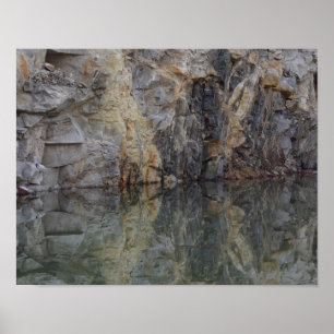 Rock Cliff Wall Reflections In Pond 2 Nature Poster