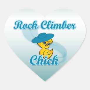 Rock Climber Chick #3 Heart Sticker