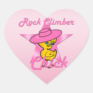 Rock Climber Chick #8 Heart Sticker
