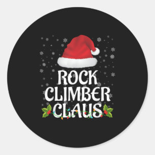 Rock Climber Claus Christmas Lights Pajama Family  Classic Round Sticker
