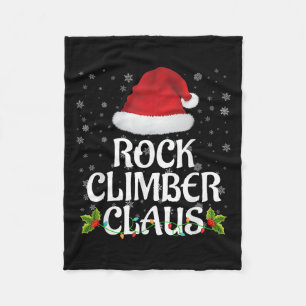 Rock Climber Claus Christmas Lights Pajama Family  Fleece Blanket