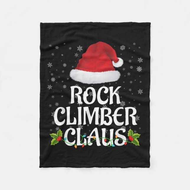 Rock Climber Claus Christmas Lights Pajama Family  Fleece Blanket (Front)