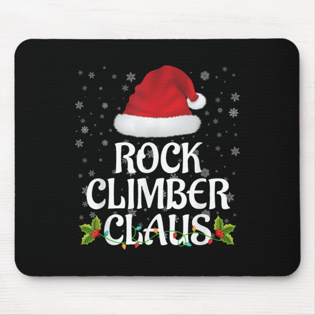 Rock Climber Claus Christmas Lights Pajama Family  Mouse Mat (Front)
