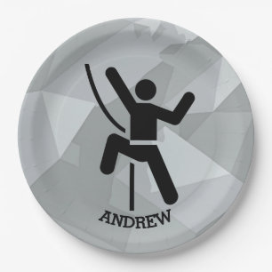 Rock Climber Design Paper Plate