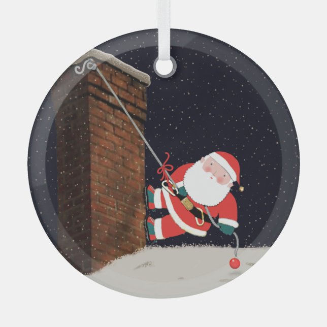 Rock Climber Holiday Gift Glass Tree Decoration (Front)