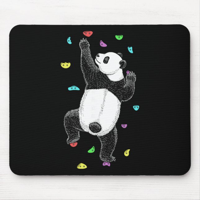 Rock Climber Indoor Wall Climbing Panda Bear Funny Mouse Mat (Front)