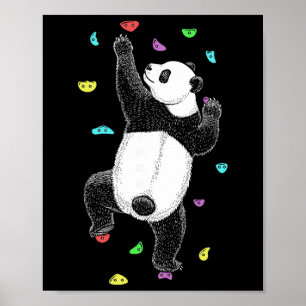 Rock Climber Indoor Wall Climbing Panda Bear Funny Poster