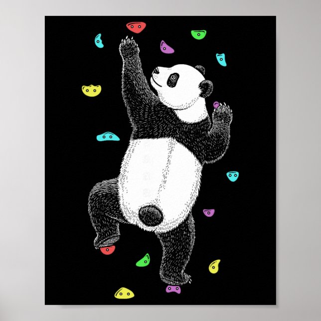 Rock Climber Indoor Wall Climbing Panda Bear Funny Poster (Front)