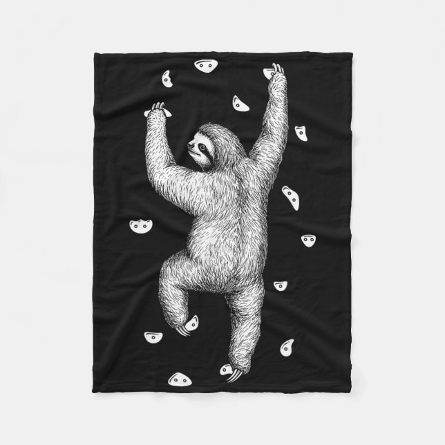 Rock Climber Indoor Wall Climbing Slow Sloth Funny Fleece Blanket (Front)