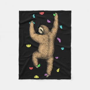 Rock Climber Indoor Wall Climbing Slow Sloth Funny Fleece Blanket