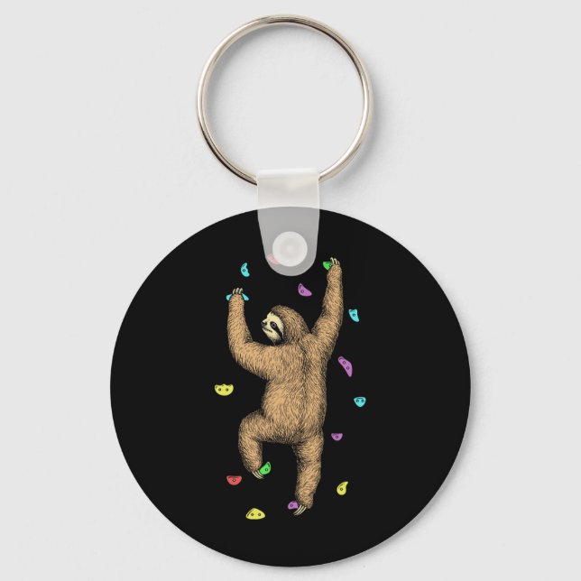 Rock Climber Indoor Wall Climbing Slow Sloth Funny Key Ring (Front)
