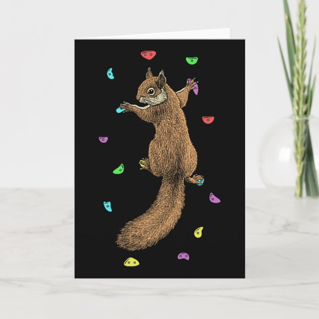 Rock Climber Indoor Wall Climbing Squirrel Funny C Card (Front)