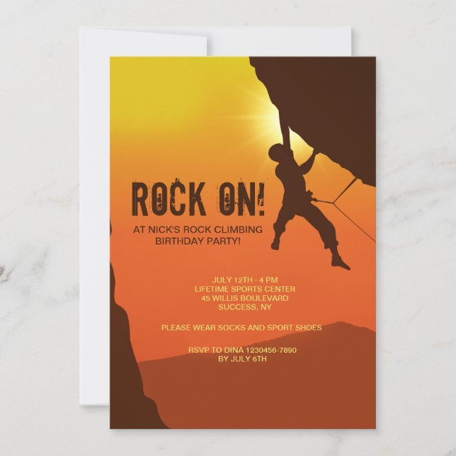 Rock Climber Invitation (Front)