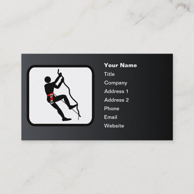Rock Climber Logo Customisable Black Business Card (Front)