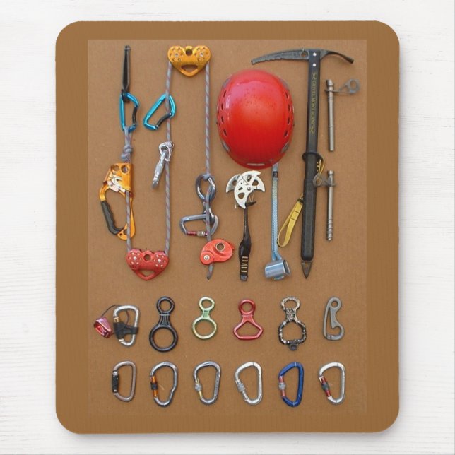 Rock Climber Mountaineering Gear Mousepad (Front)