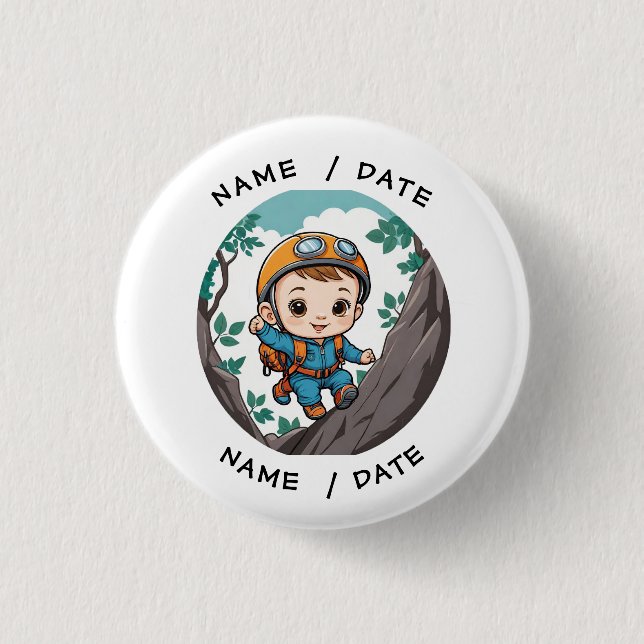 Rock Climber Outdoor Adventure Baby Boy 3 Cm Round Badge (Front)