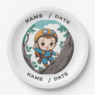Rock Climber Outdoor Adventure Baby Boy Paper Plate