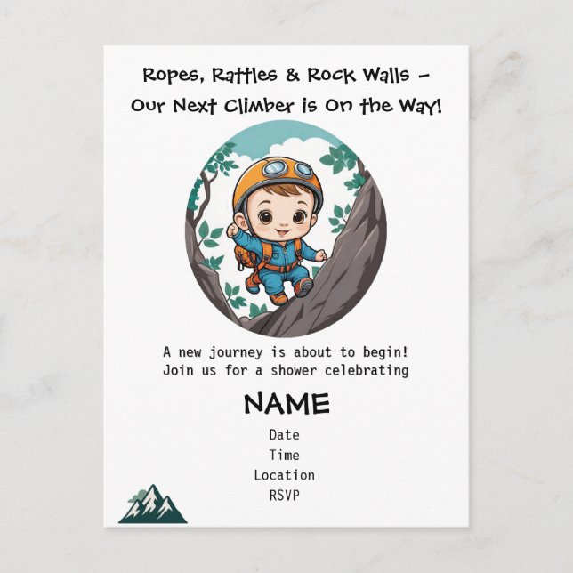 Rock Climber Outdoor Adventure Baby Boy Postcard (Front)
