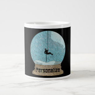 Rock climber rope repelling snow globe unique large coffee mug
