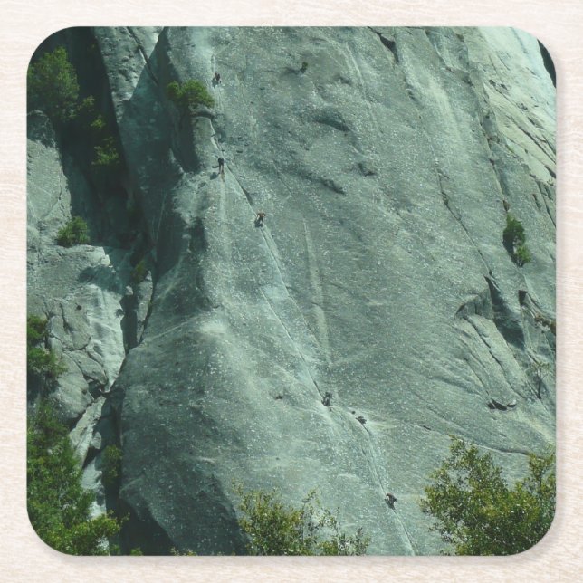 Rock Climbers on El Capitan Square Paper Coaster (Front)