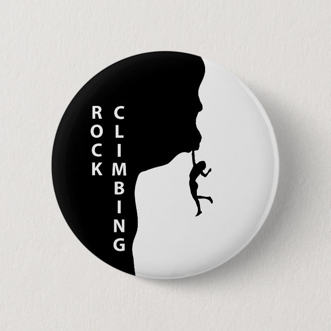Rock climbing 6 cm round badge (Front)