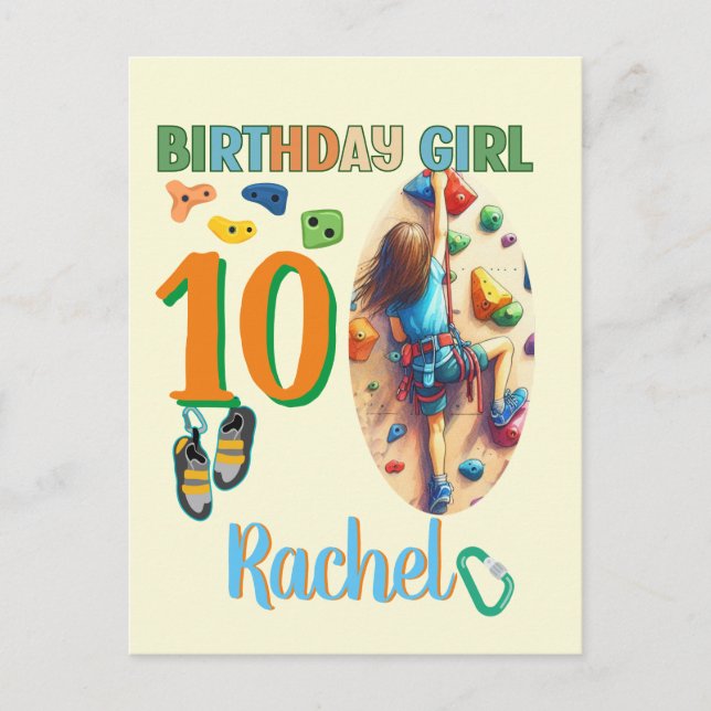 Rock Climbing Birthday Girl Adventure Ready Postcard (Front)