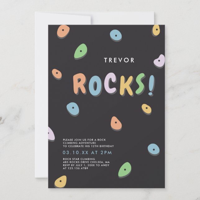 Rock Climbing Birthday Invitation (Front)