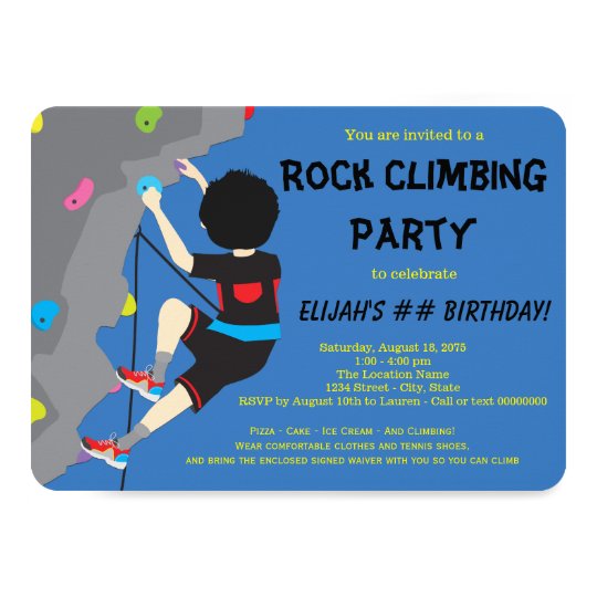 Rock Climbing Birthday Party Invitation Zazzle.co.uk