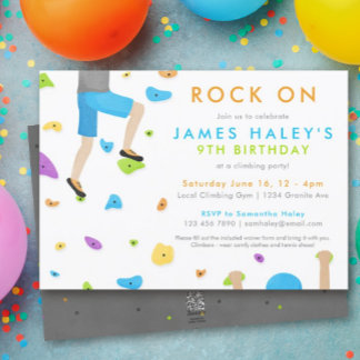 Rock Climbing Birthday Party Invitation - Rock on!