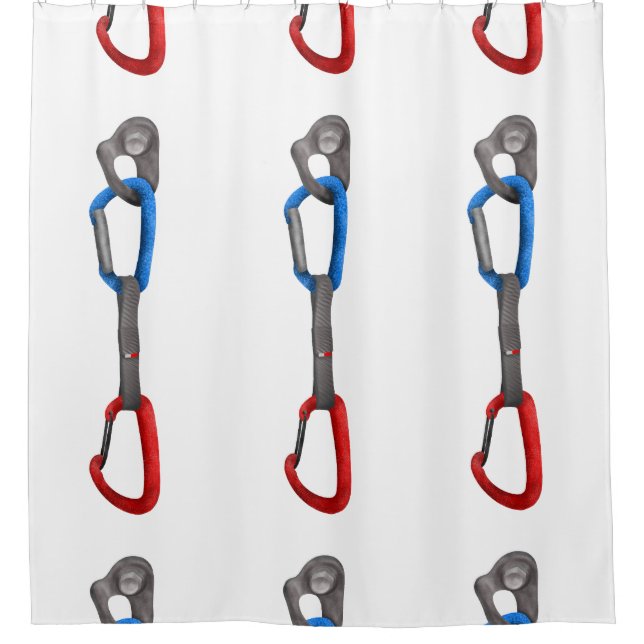 Rock Climbing Carabiner and Hanger Shower Curtain (Front)